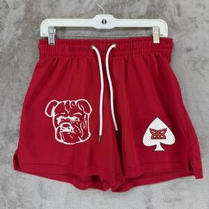 Ryoko Rain Mens Mesh Gym Shorts Red Bulldog Spade Graphic Size M Made in USA